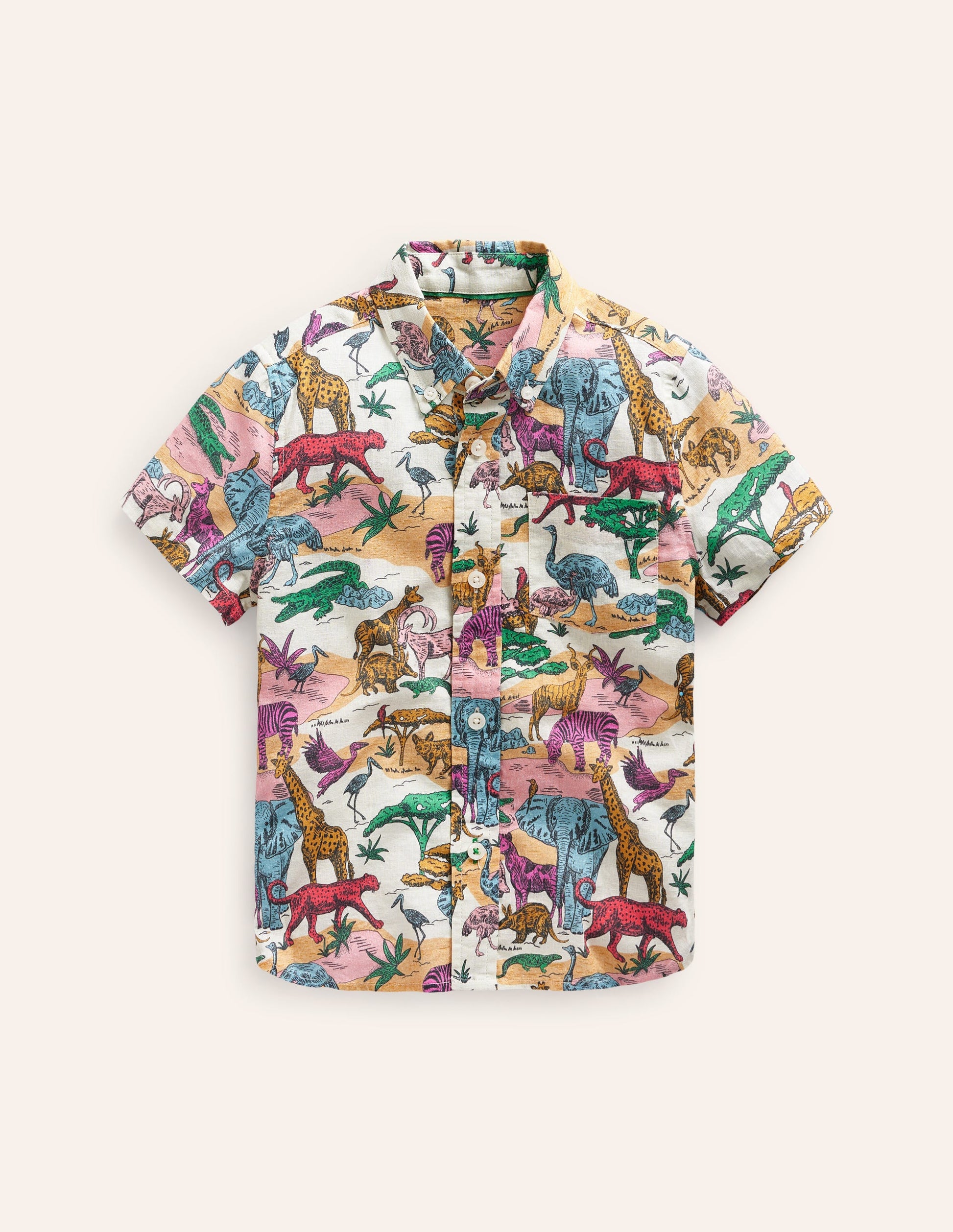 Chemise en coton et lin-Scène savane multi-1