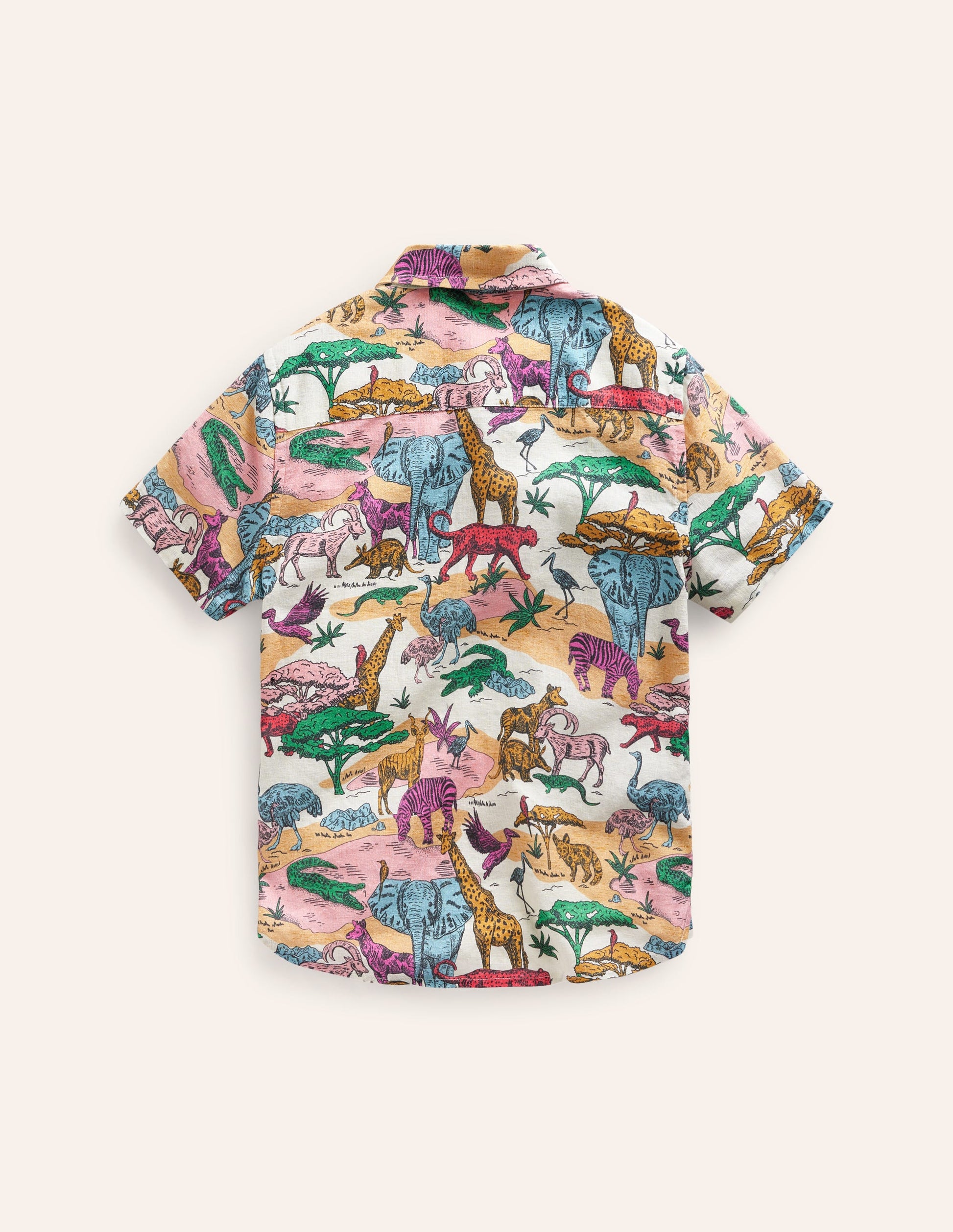 Chemise en coton et lin-Scène savane multi-2