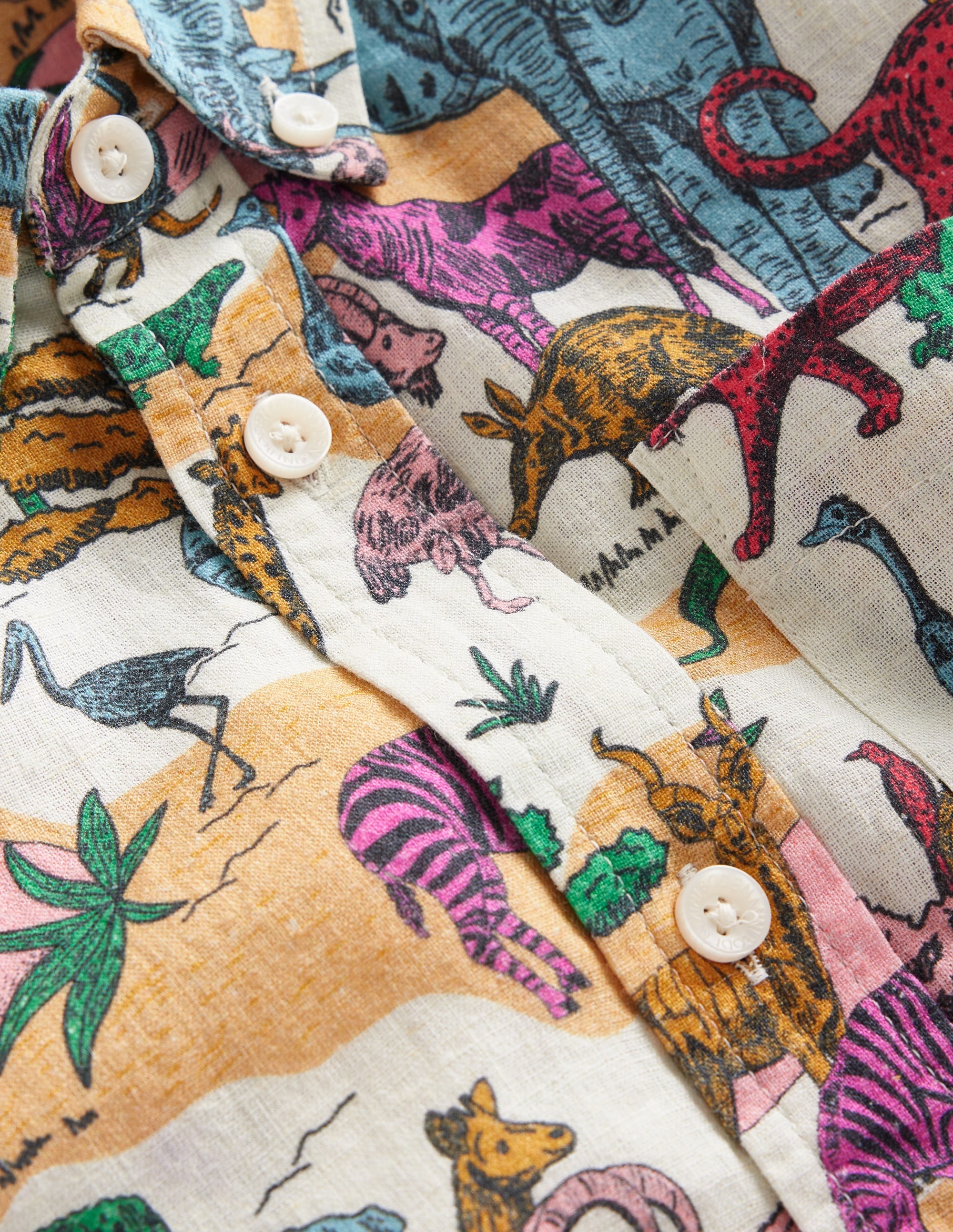 Chemise en coton et lin-Scène savane multi - Image 3