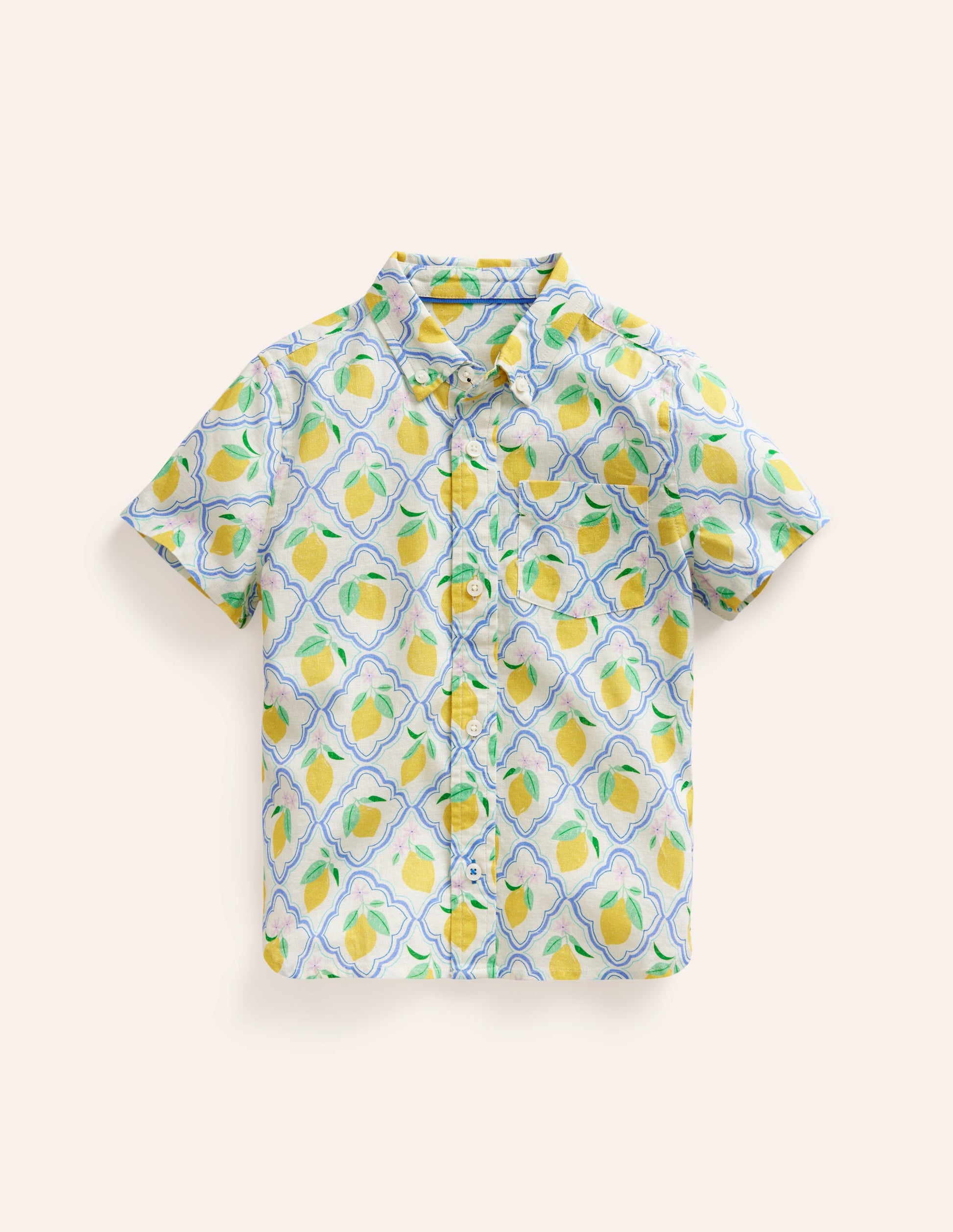 Chemise en coton et lin-Citronneraie jaune-5