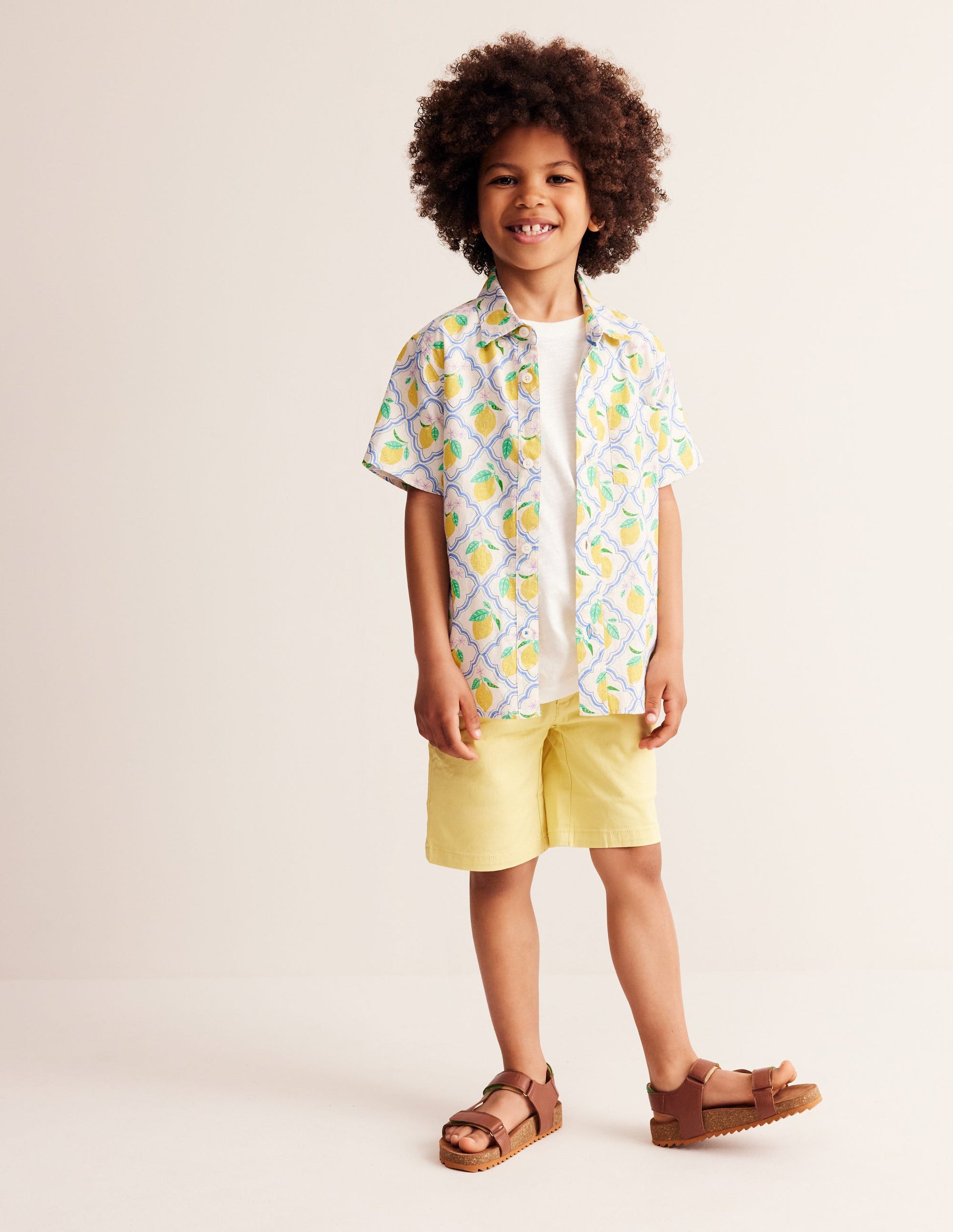 Chemise en coton et lin-Citronneraie jaune-4