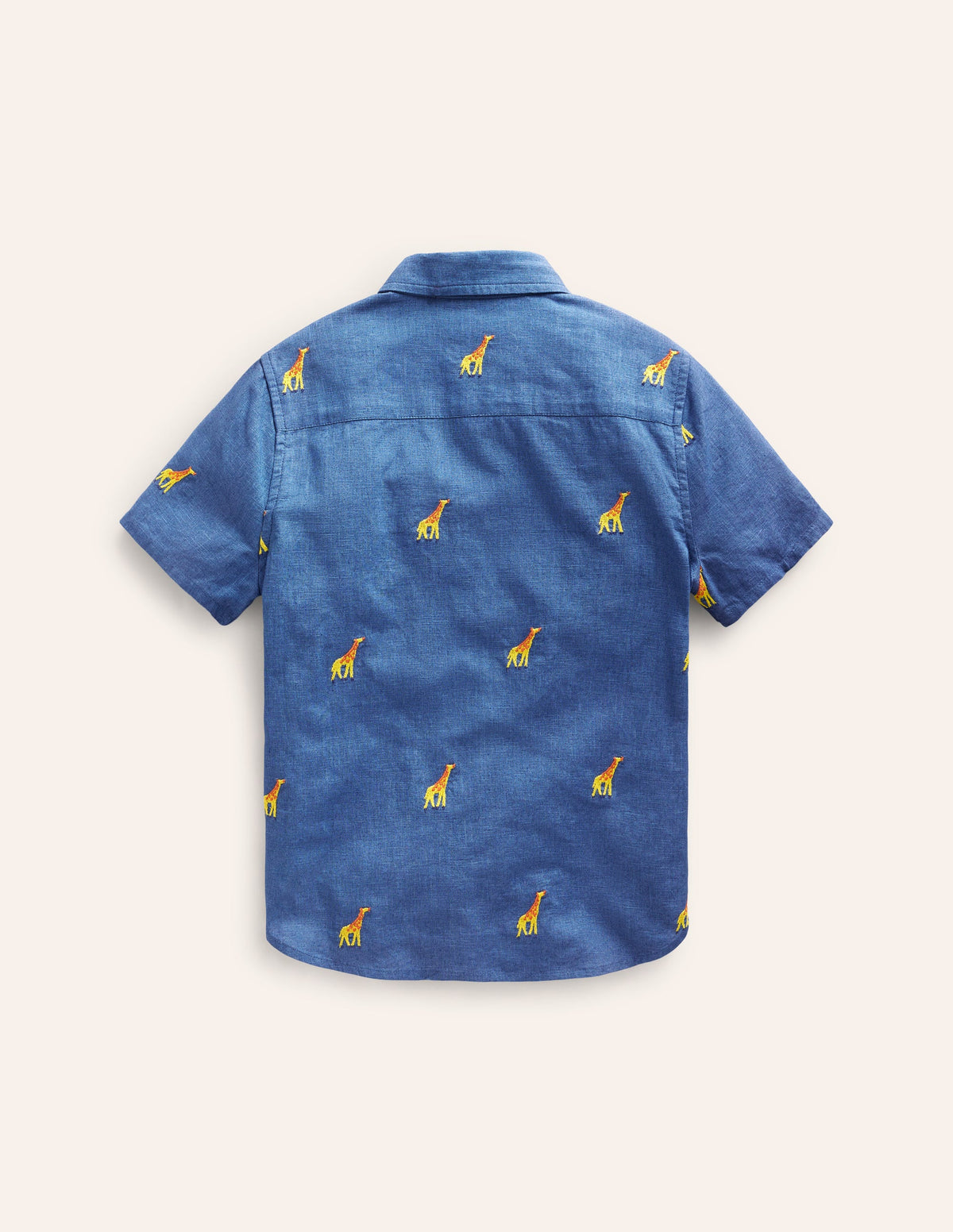 Hemd aus Baumwollleinen-Chambray Giraffe Stickerei-2