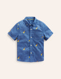 Hemd aus Baumwollleinen-Chambray Giraffe Stickerei