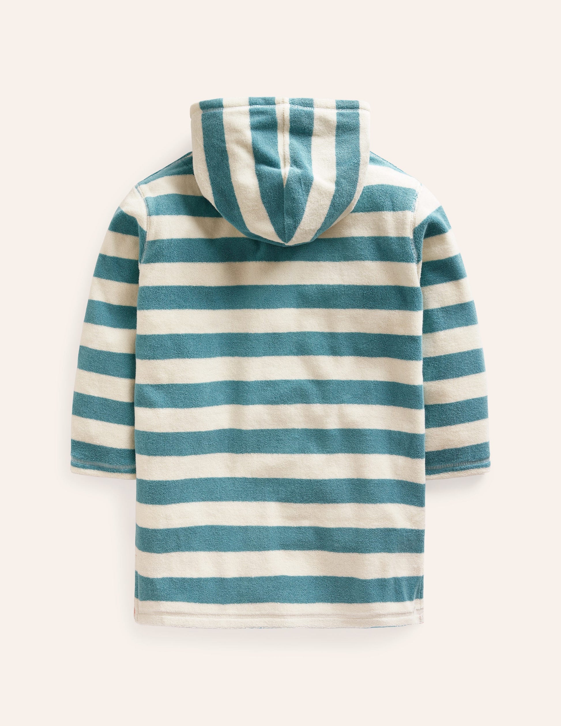Frottee-Badeponcho mit Applikation-Meeresblau/ Naturweiß Streifen-2