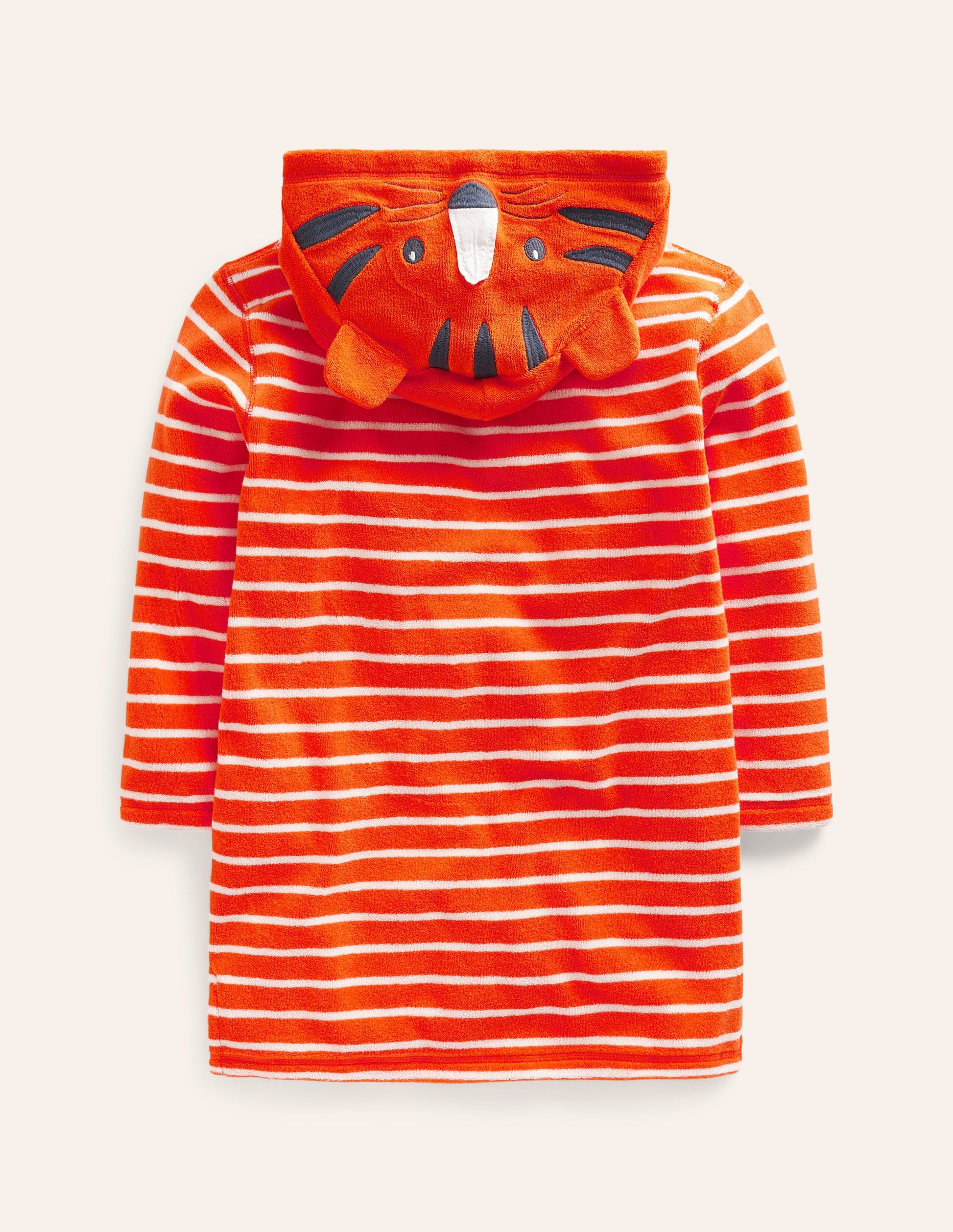Frottee-Badeponcho mit Applikation-Mandarinenorange/ Naturweiß Streifen-2