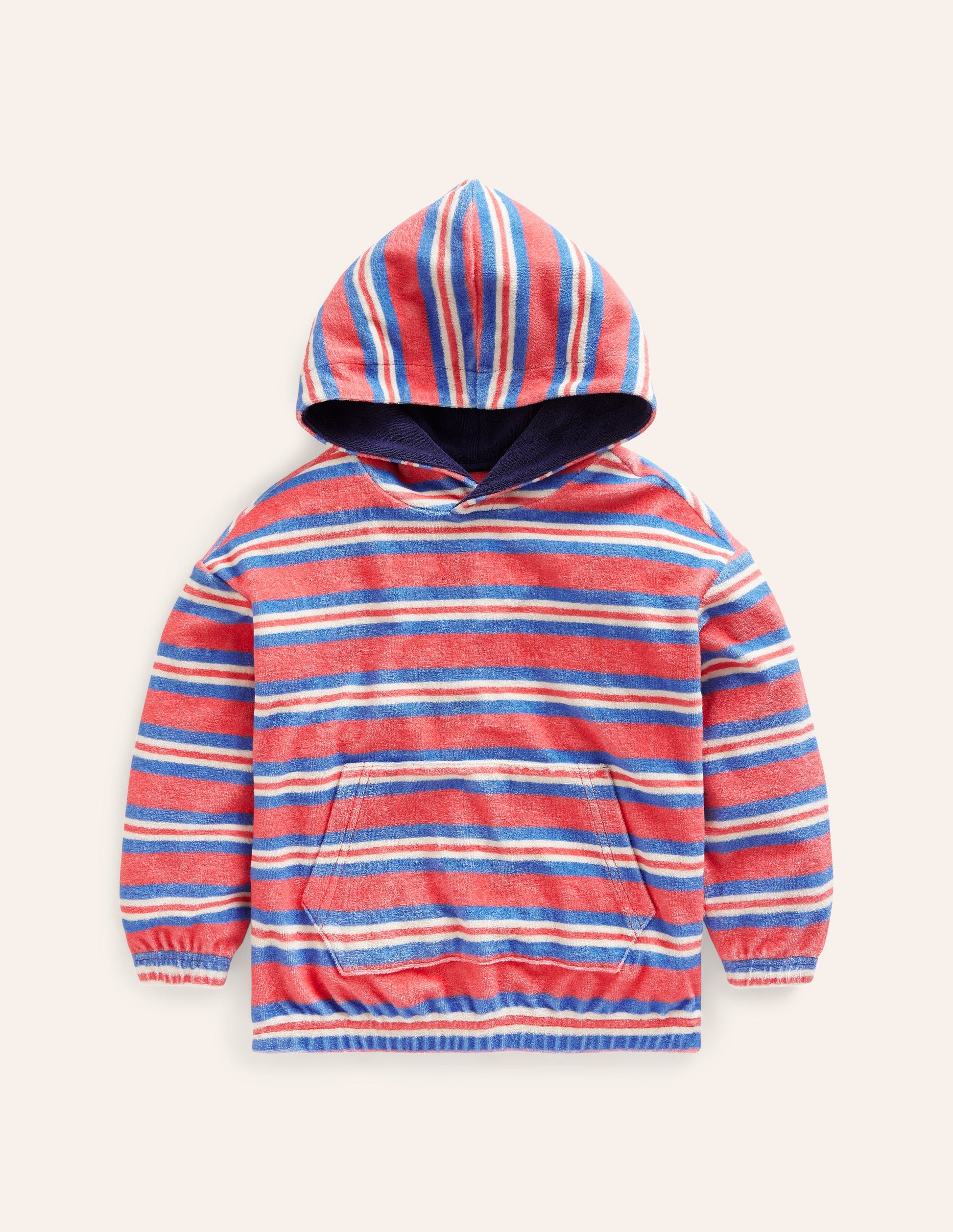 Frottee-Hoodie-Marmeladenrot/ Cabana-Blau Streifen-1