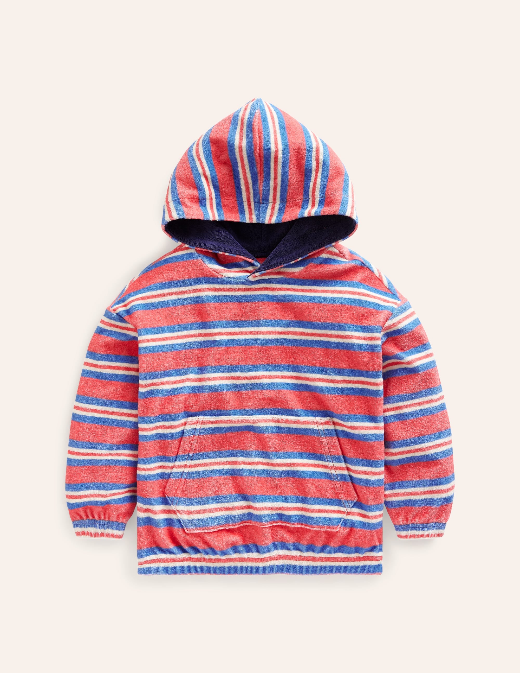 Frottee-Hoodie-Marmeladenrot/ Cabana-Blau Streifen - Image 1