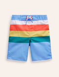 Short de surf-Rayé multi bleu écume