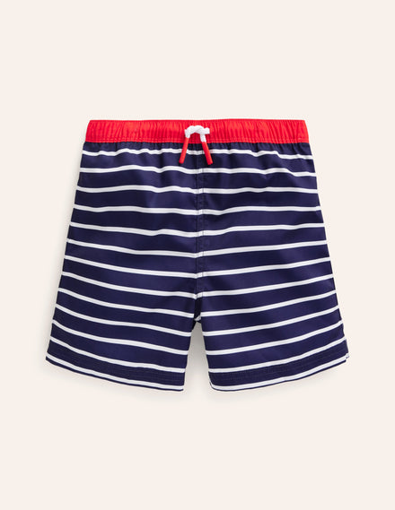 Badeshorts-Schuluniform-Marineblau und Naturweiß Streifen