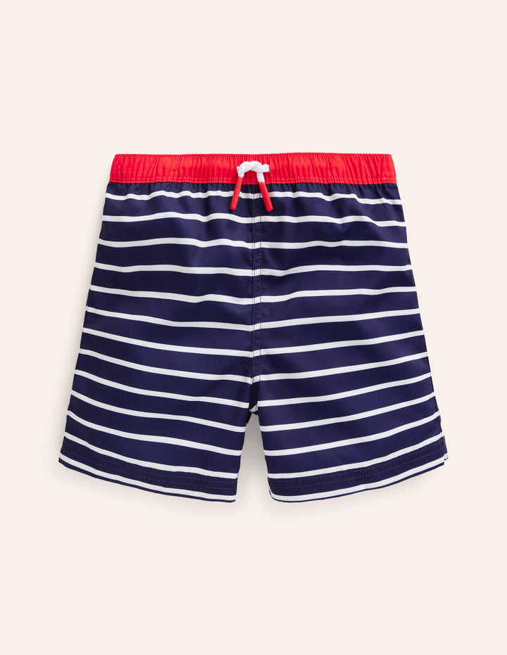 Swim Shorts-College Navy and Ivory Stripe