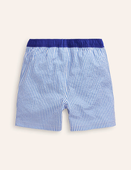 Badeshorts-Vintage-Blau Seersucker