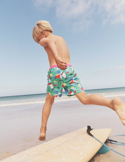 Badeshorts-Erbsengrün Kite-Surfer