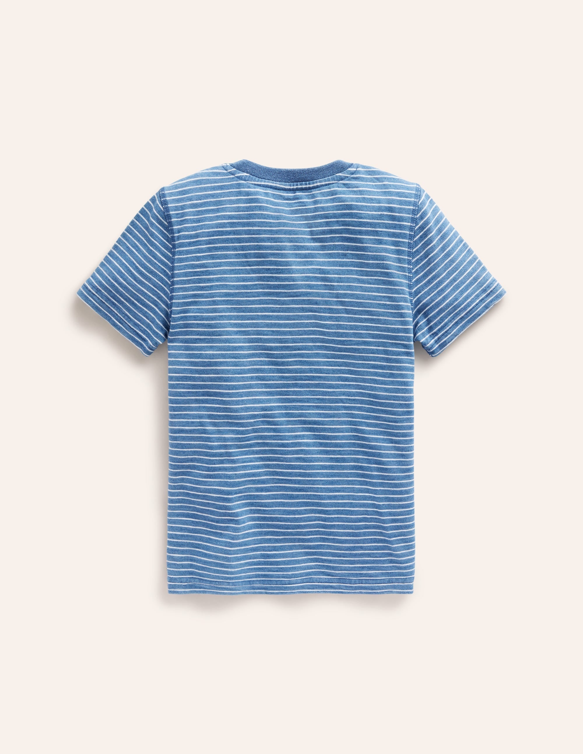 Henley T-Shirt aus gewaschener Baumwolle-Indigo Streifen - Image 2