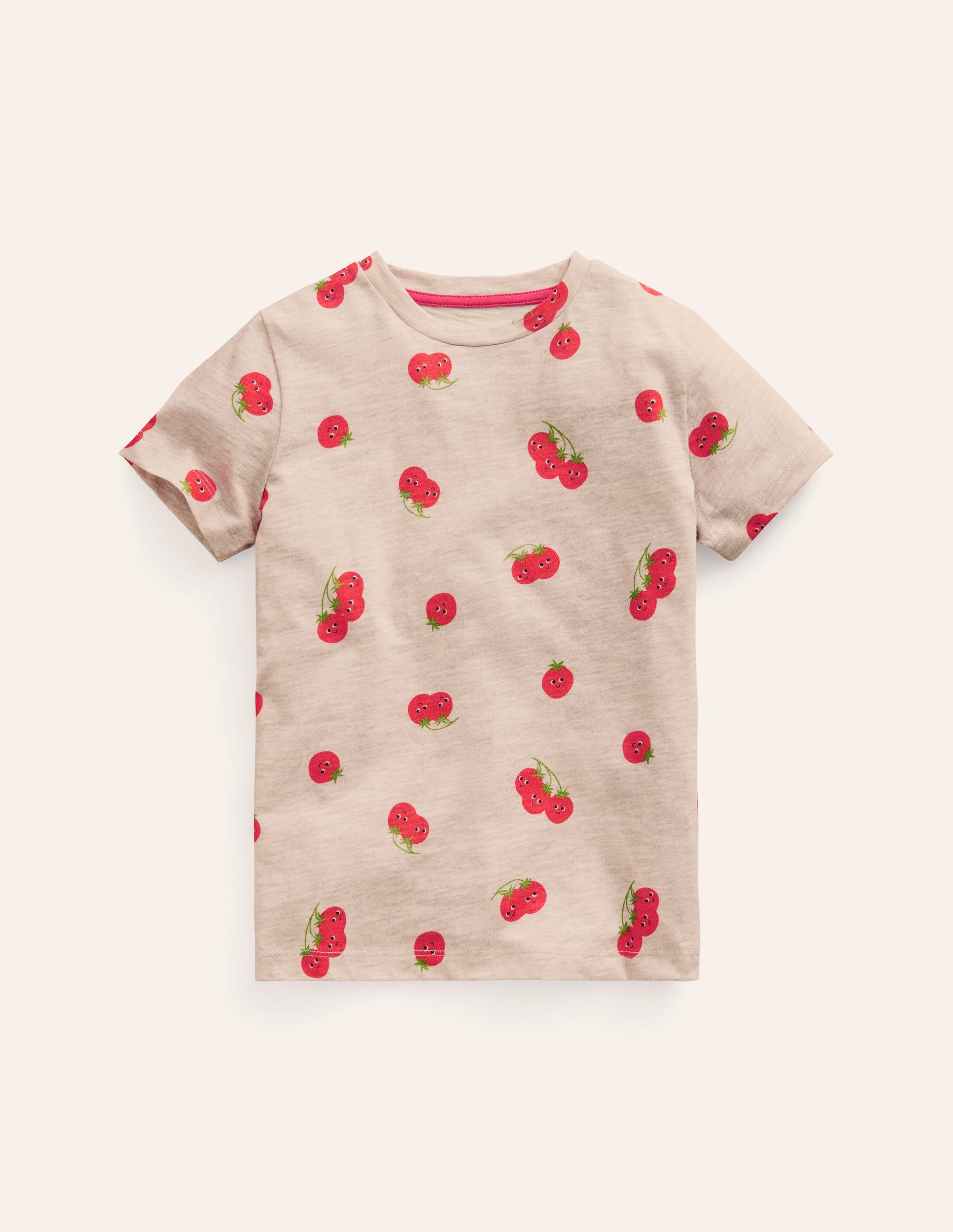 T-shirt à imprimé intégral-Tomates avoine chiné-1