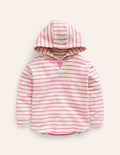 Lockerer Kapuzenpullover-Haferbeige Meliert/Pink