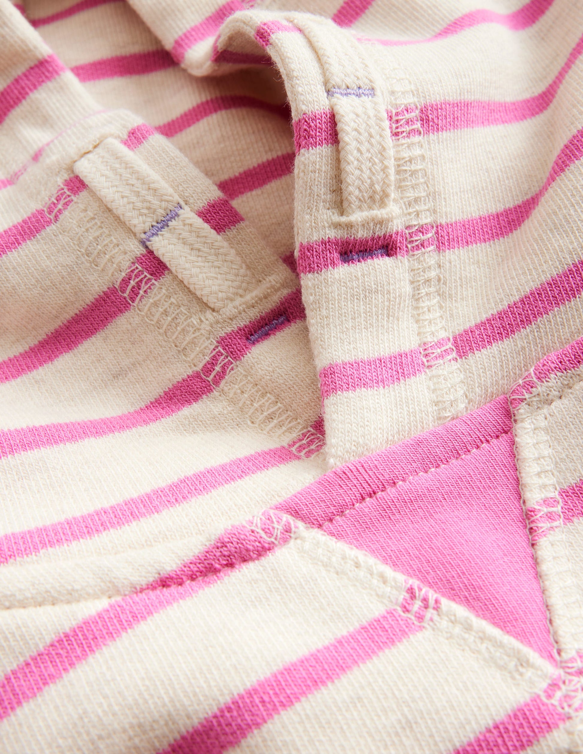 Lockerer Kapuzenpullover-Haferbeige Meliert/Pink-3