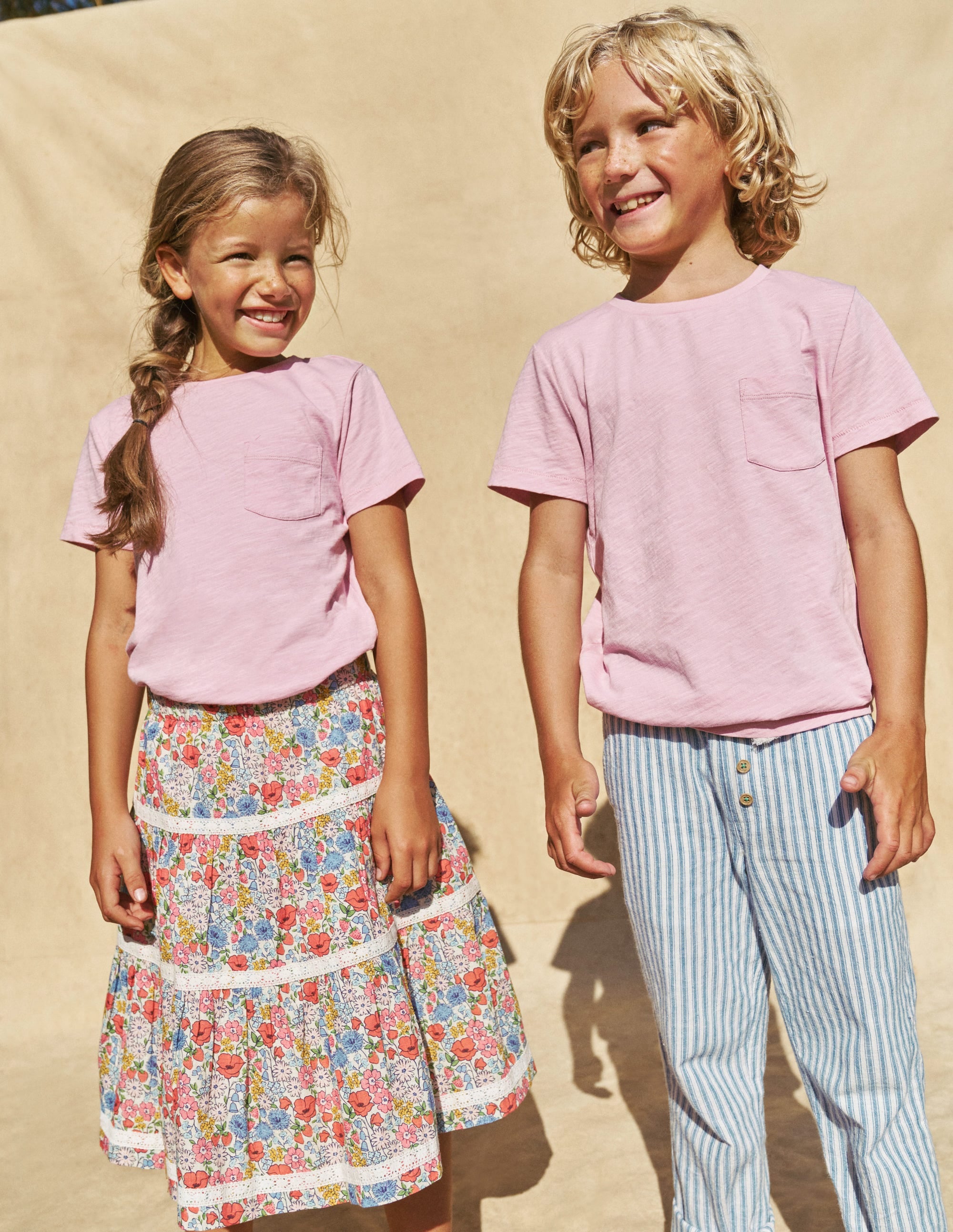 T-shirt délavé en tissu flammé-Rose amande sucrée - Image 4
