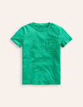 T-shirt délavé en tissu flammé-Vert jade