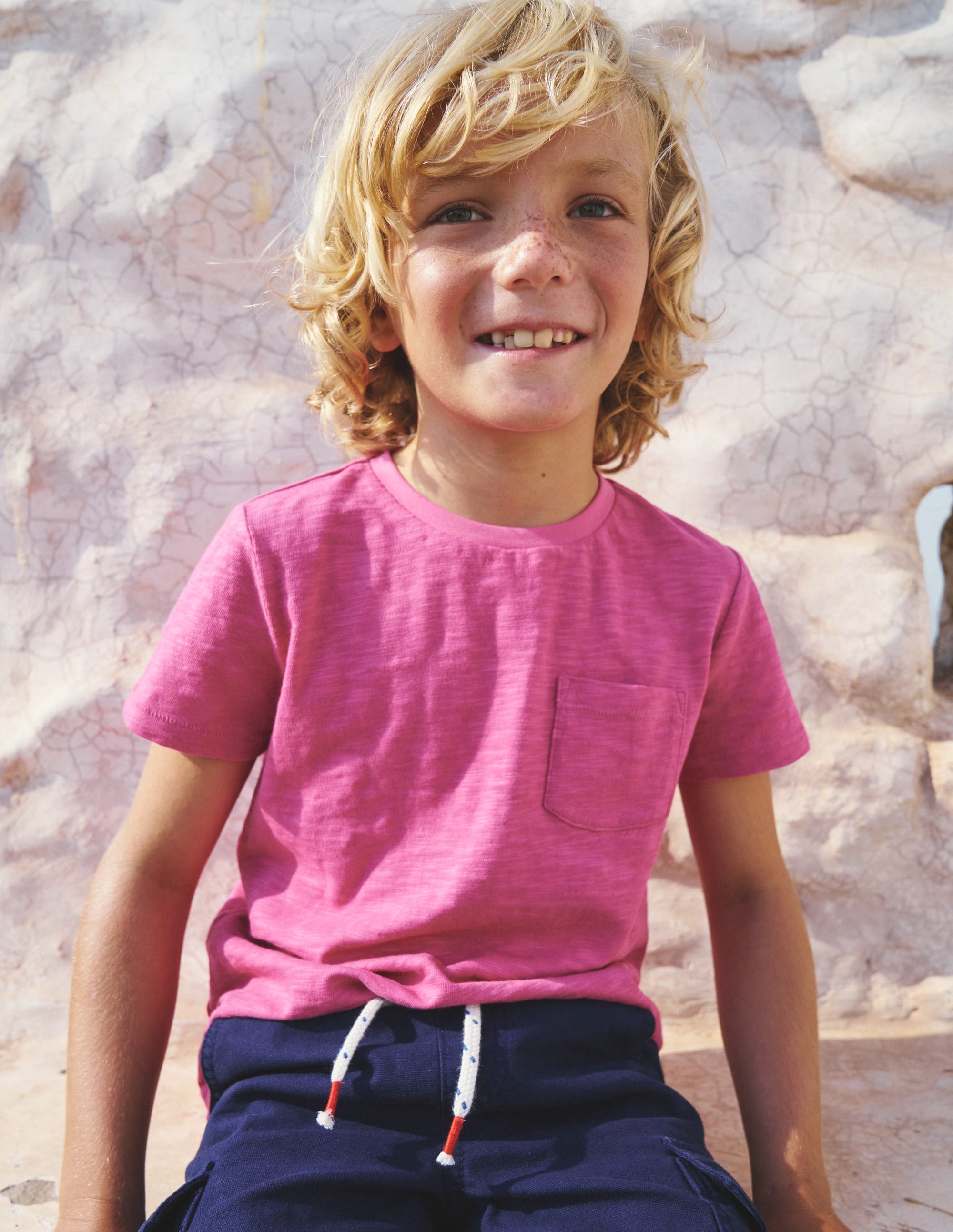 T-shirt délavé en tissu flammé-Rose extraordinaire - Image 4