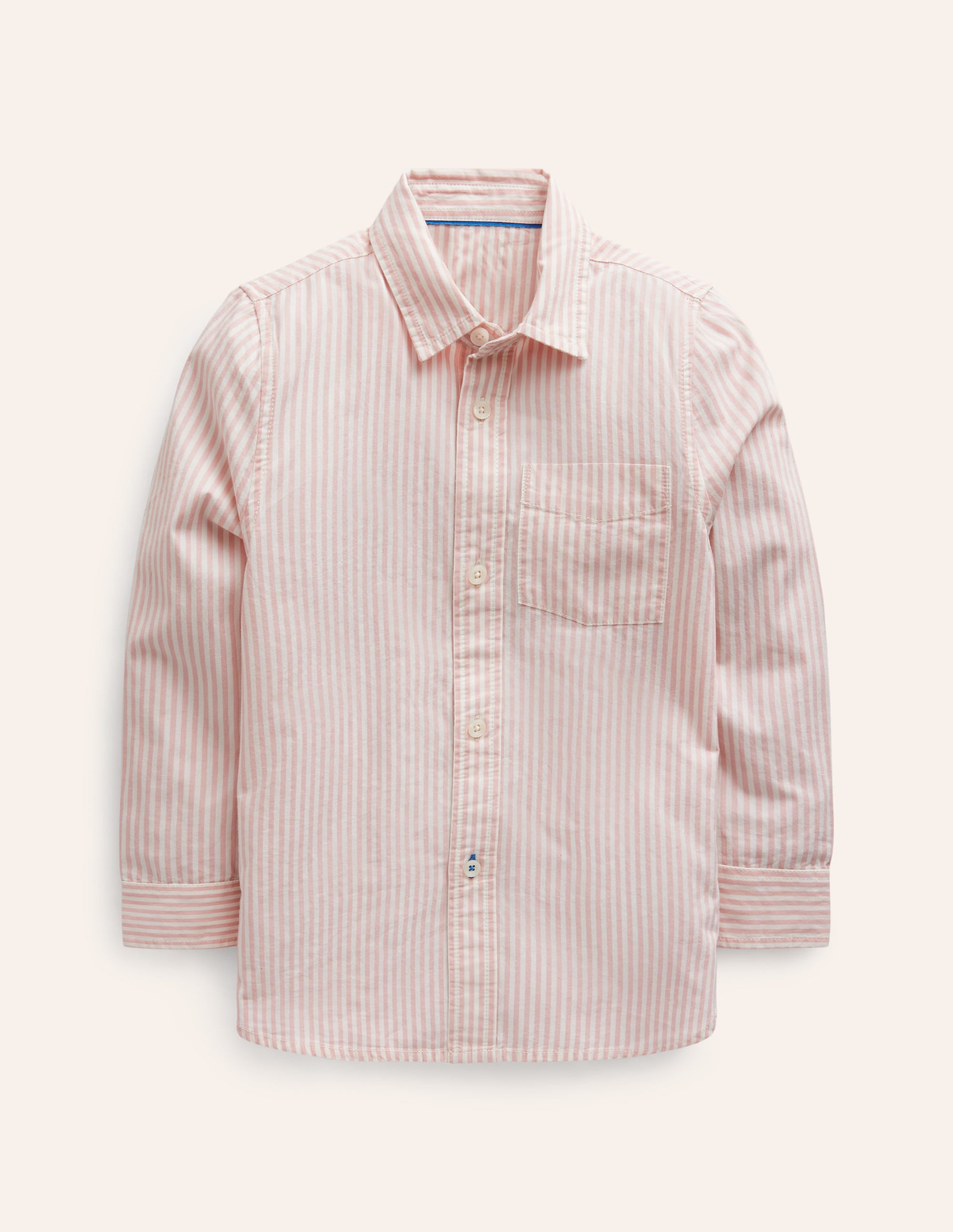 Chemise en coton-Rayé rose français/ivoire - Image 1