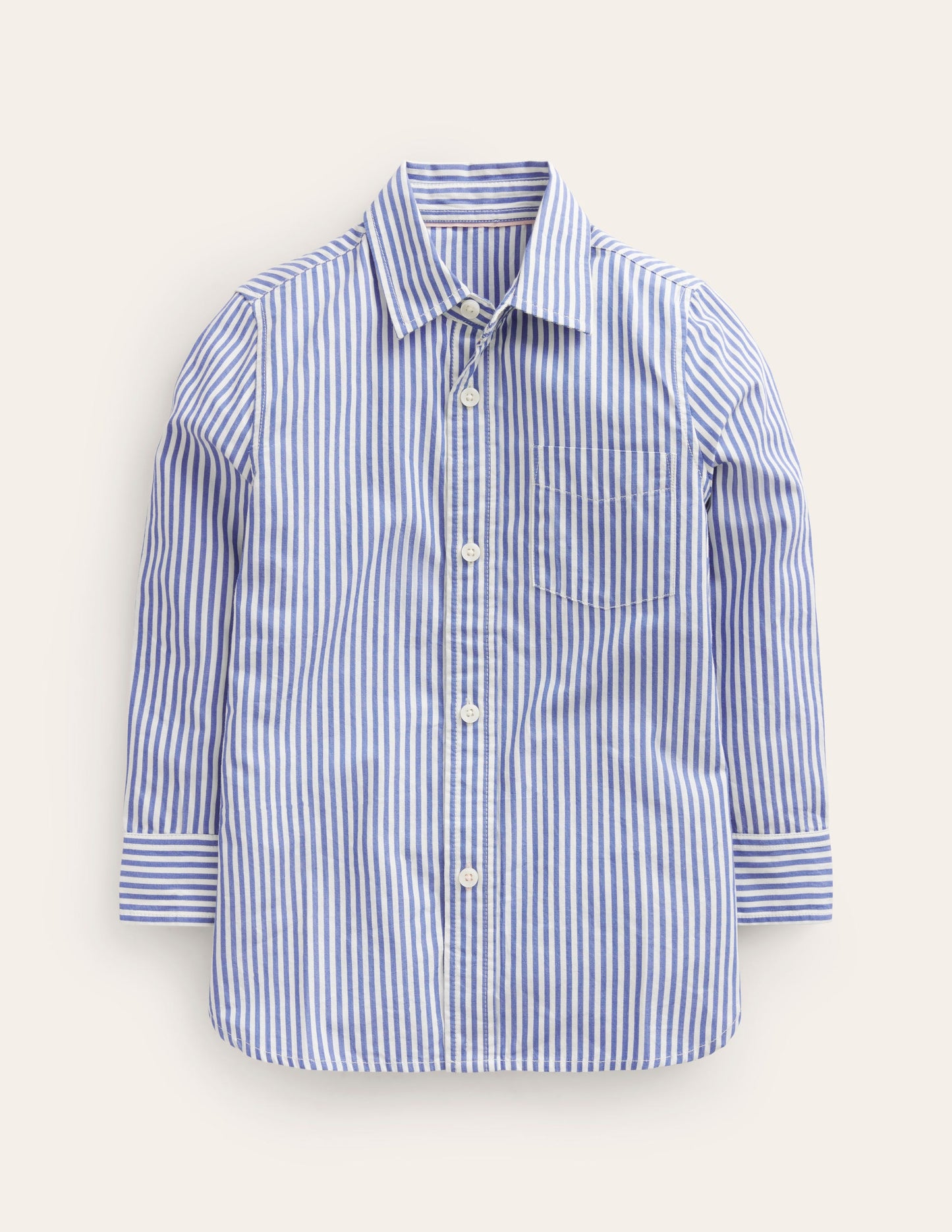 Cotton Shirt-Bluejay/Ivory Stripe