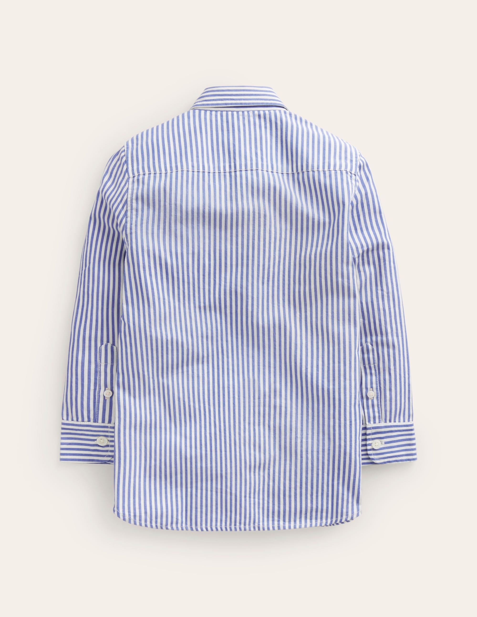 Chemise en coton-Rayé bleu geai/ivoire - Image 2