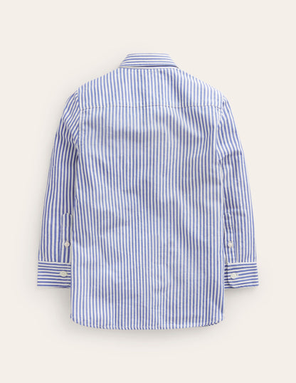 Cotton Shirt-Bluejay/Ivory Stripe