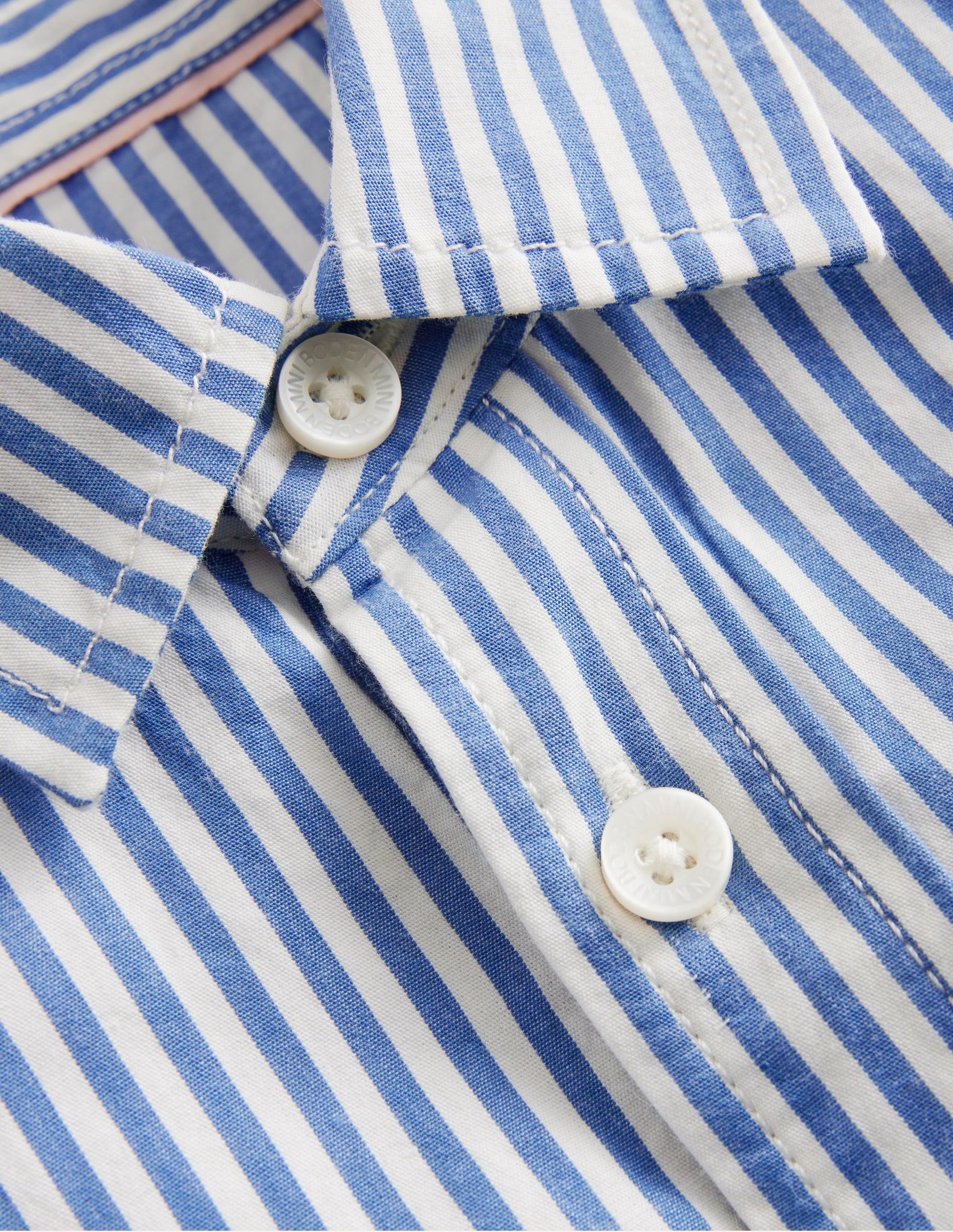 Chemise en coton-Rayé bleu geai/ivoire - Image 3