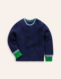 Grob gestrickter Baumwollpullover-Schuluniform-Marineblau