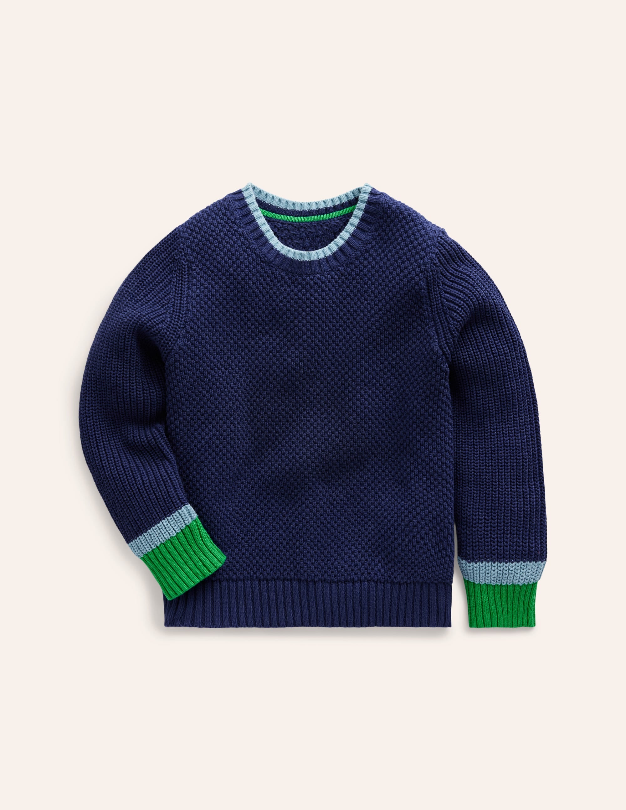 Grob gestrickter Baumwollpullover-Schuluniform-Marineblau - Image 1