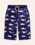 Short baggy en jersey-Requins bleu saphir