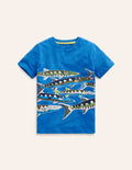 T-Shirt mit Glow-Folie-Griechisch Blau Fische