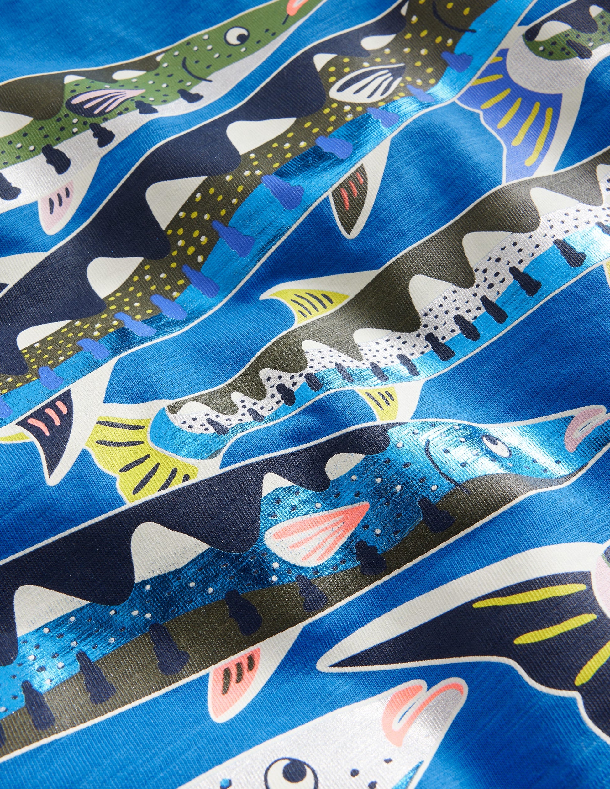 T-Shirt mit Glow-Folie-Griechisch Blau Fische-3