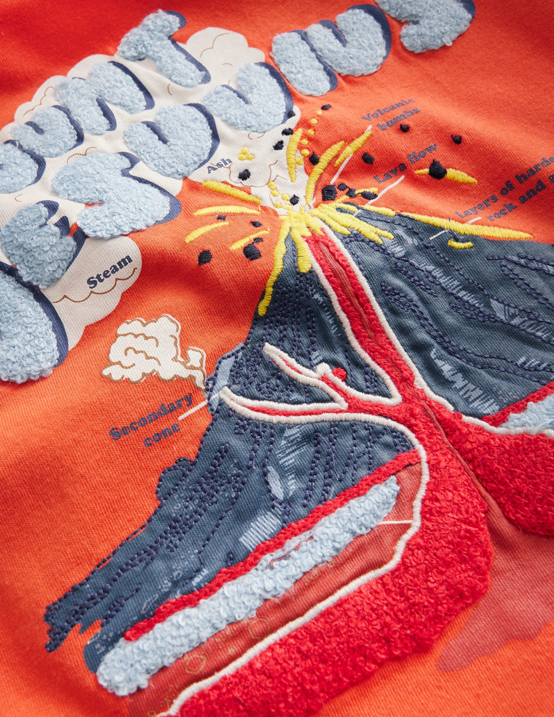 T-shirt éducatif texturé et phosphorescent-Volcan orange opale de feu-3