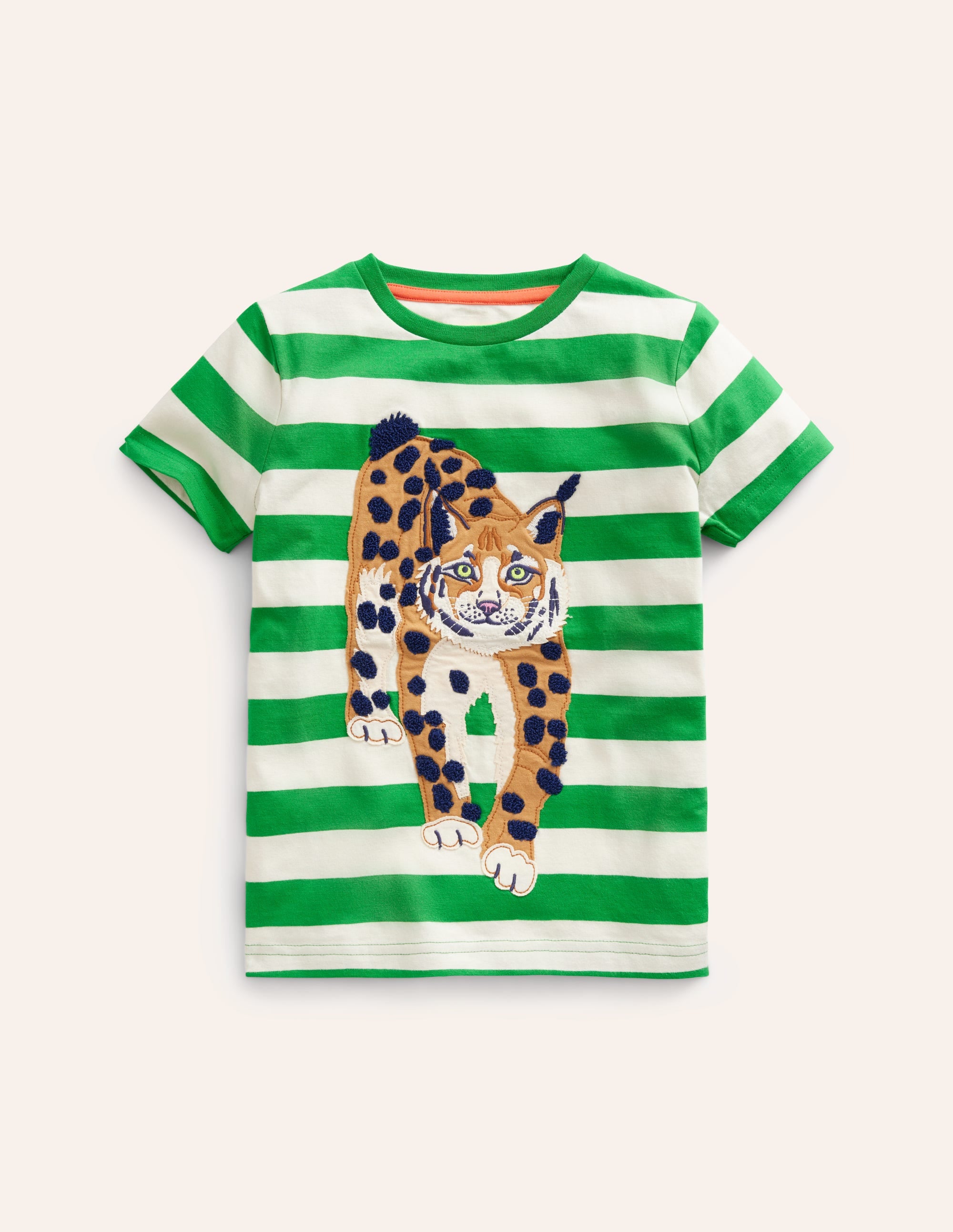 T-Shirt mit großer Logo-Applikation-Stangenbohnen-Grün/ Naturweiß Luchs - Image 1