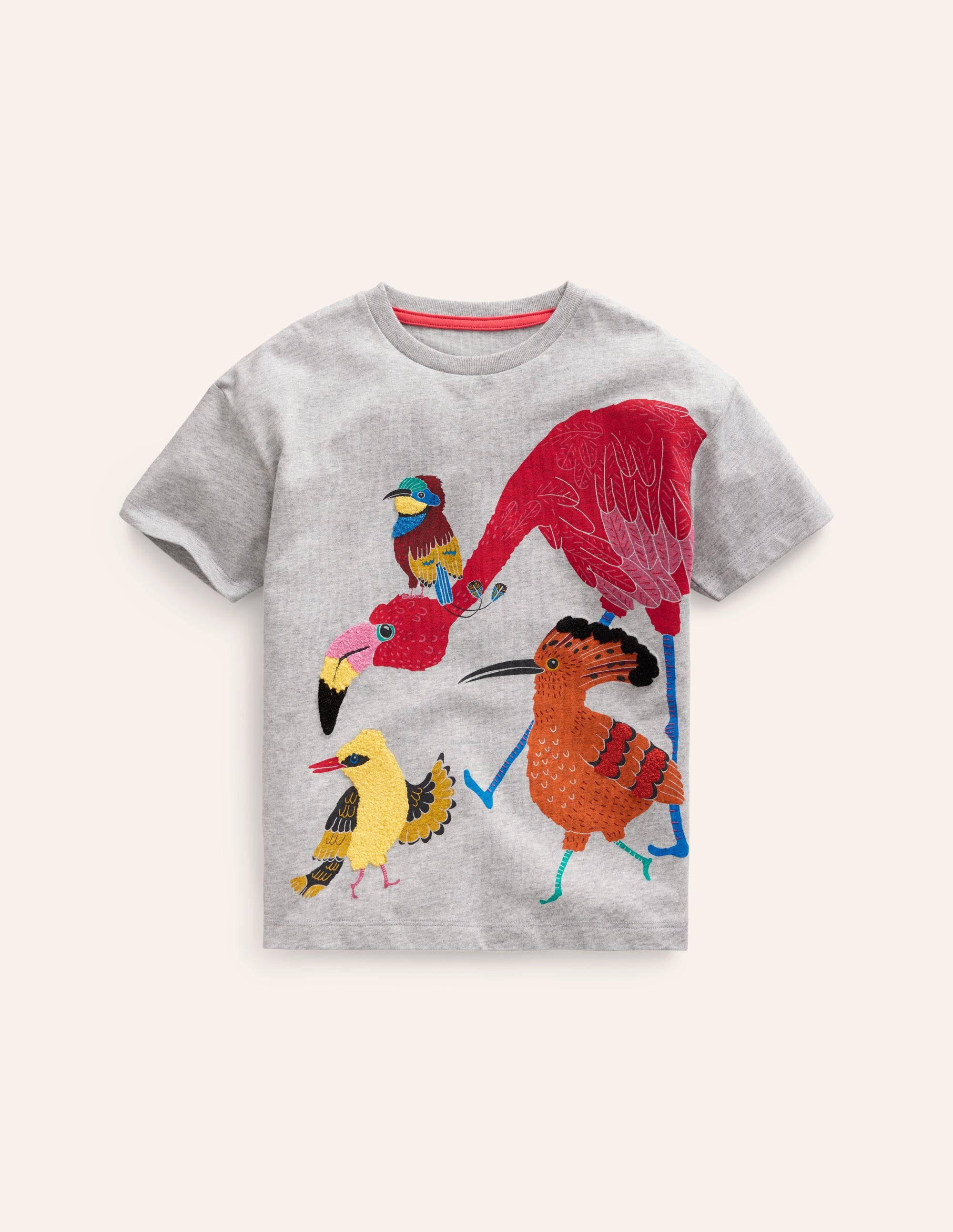 Lustiges Tier-T-Shirt-Silber meliert Dschungel Vögel - Image 1