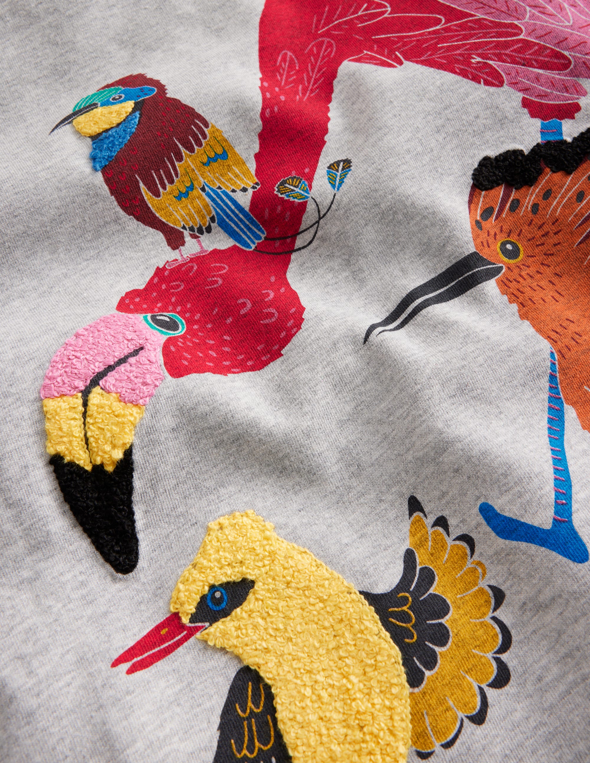 Lustiges Tier-T-Shirt-Silber meliert Dschungel Vögel - Image 3