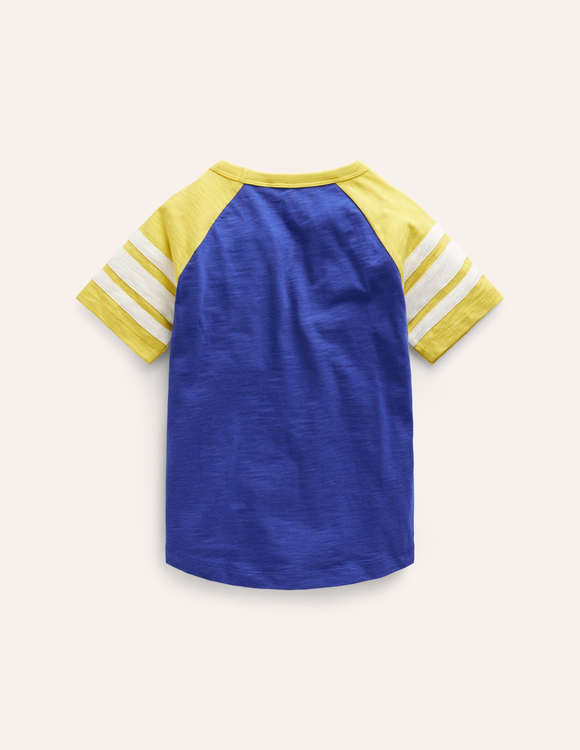 Kurzärmliges T-Shirt mit Raglan-Ärmeln-Blaureiher/Stachelbeergelb-2