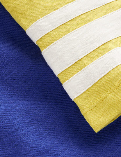 Kurzärmliges T-Shirt mit Raglan-Ärmeln-Blaureiher/Stachelbeergelb-3