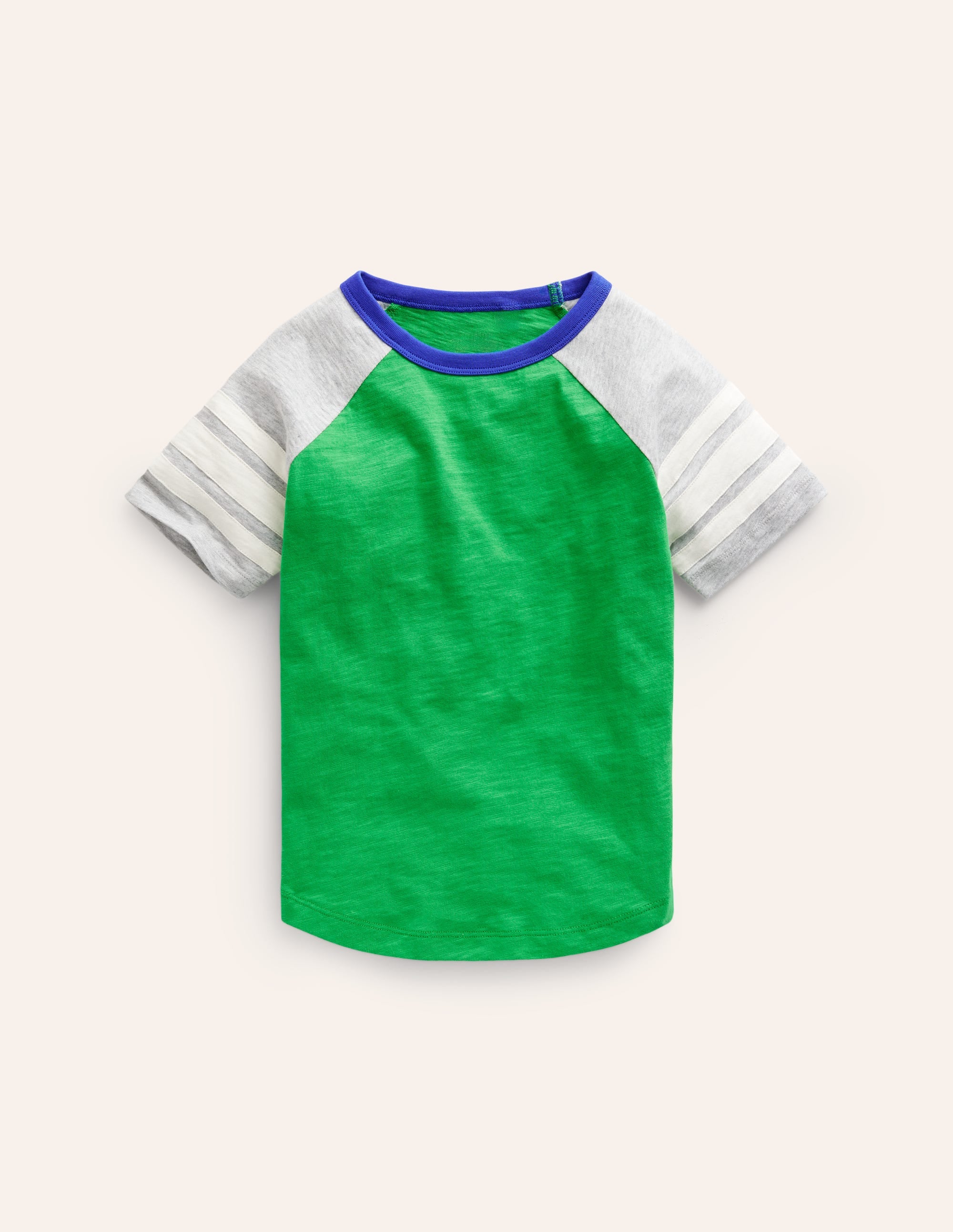 Kurzärmliges T-Shirt mit Raglan-Ärmeln-Erbsengrün/Grau meliert/Kaliko - Image 1