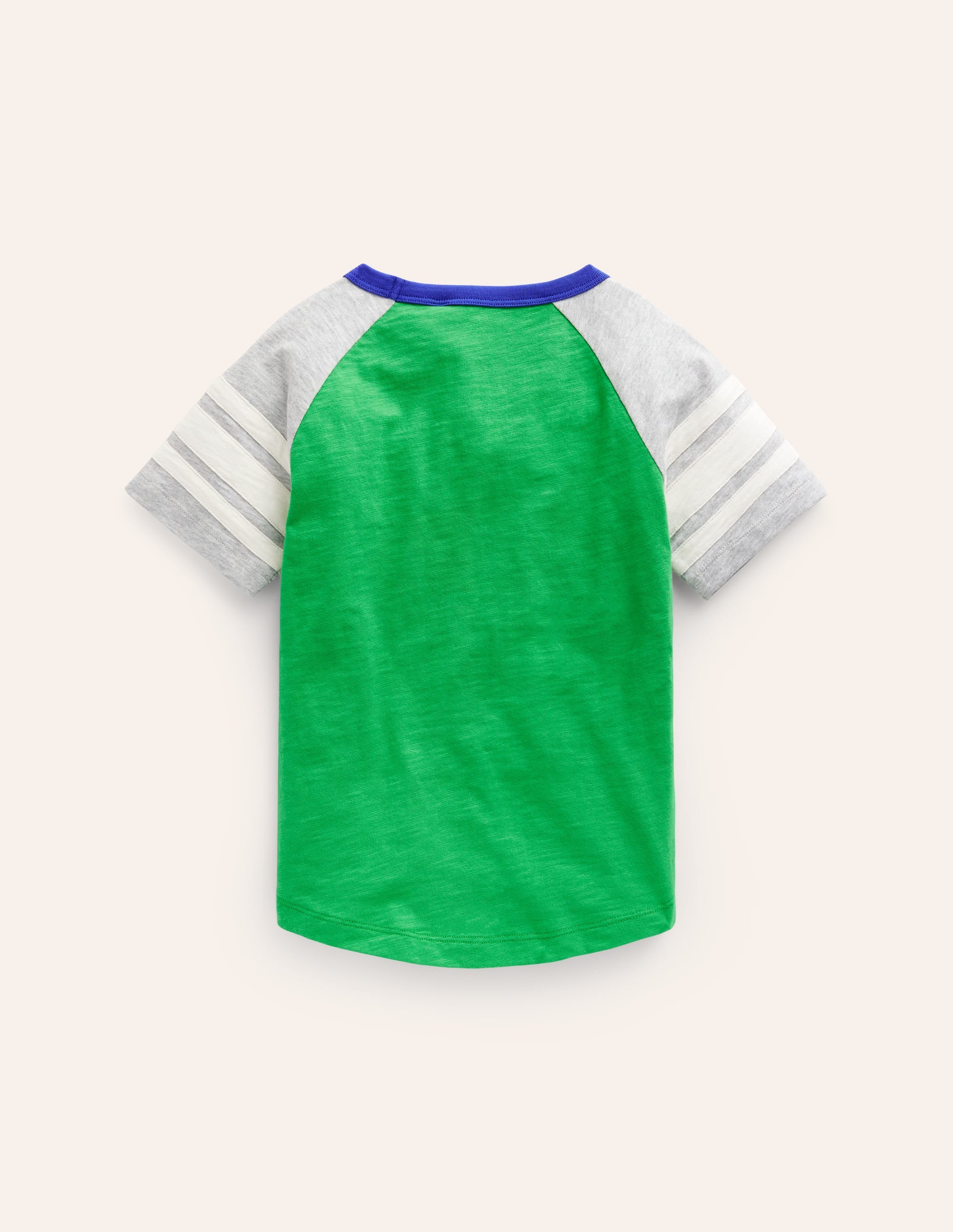 Kurzärmliges T-Shirt mit Raglan-Ärmeln-Erbsengrün/Grau meliert/Kaliko - Image 2