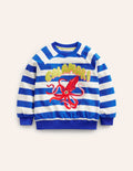 Frottee-Sweatshirt mit Logo-Surf Blau/Naturweiß