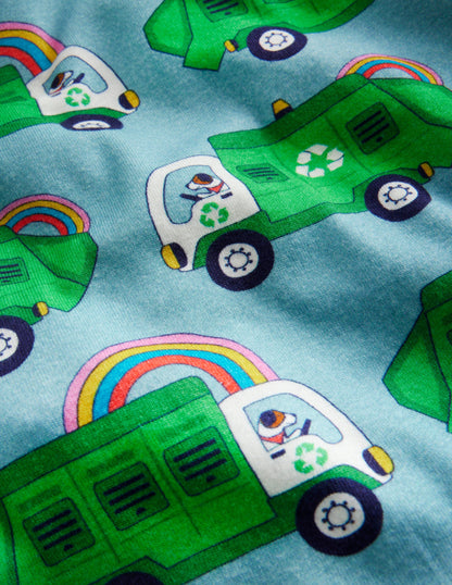 Snug Short John Pyjamas-Green Recycling Trucks