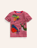 T-shirt à appliqué texturé-Insectes rouge confiture/ivoire