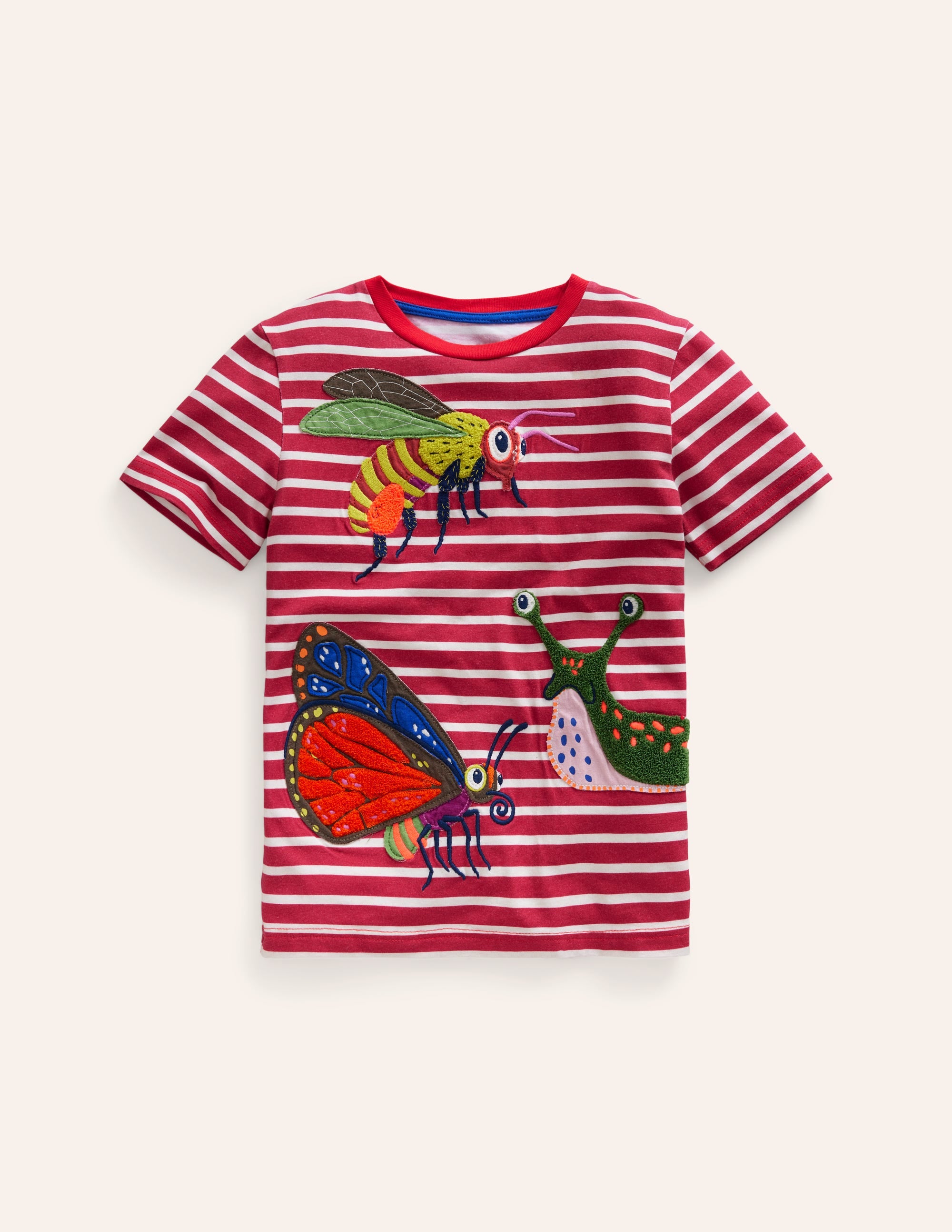 T-shirt à appliqué texturé-Insectes rouge confiture/ivoire - Image 1