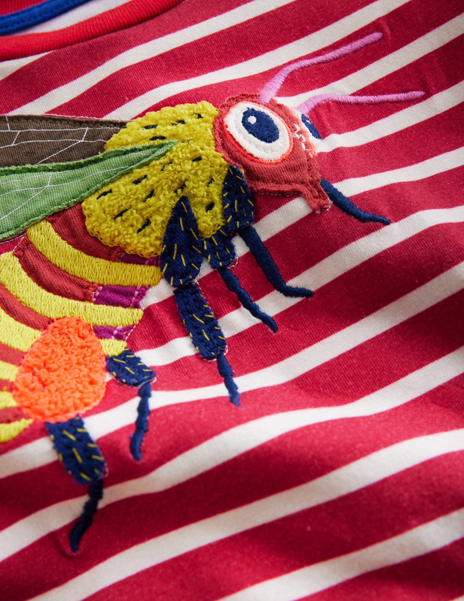 T-shirt à appliqué texturé-Insectes rouge confiture/ivoire-3