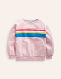 Sweat rayé et imprimé-Rayé multi rose ballerine sur la poitrine