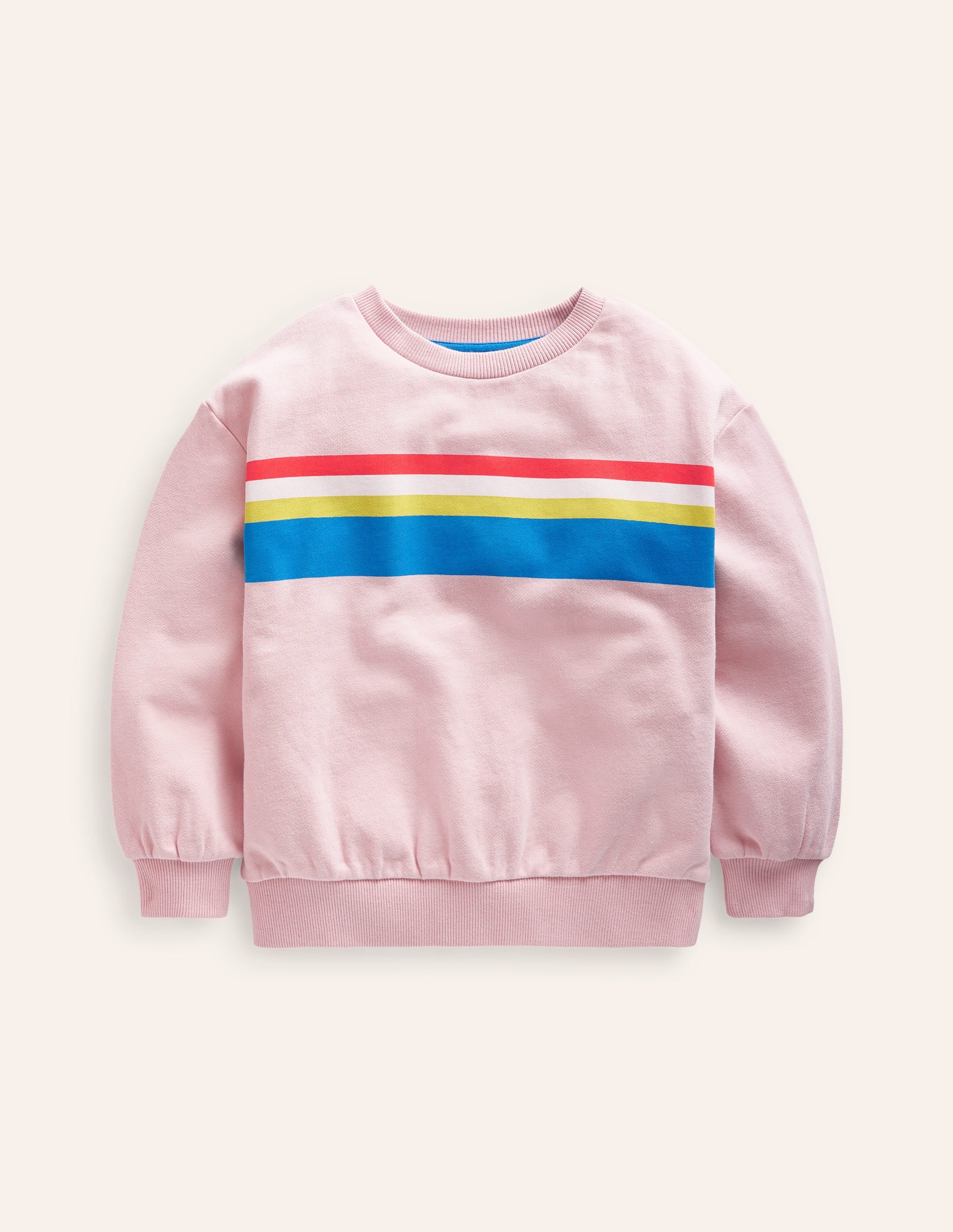 Sweat rayé et imprimé-Rayé multi rose ballerine sur la poitrine - Image 1
