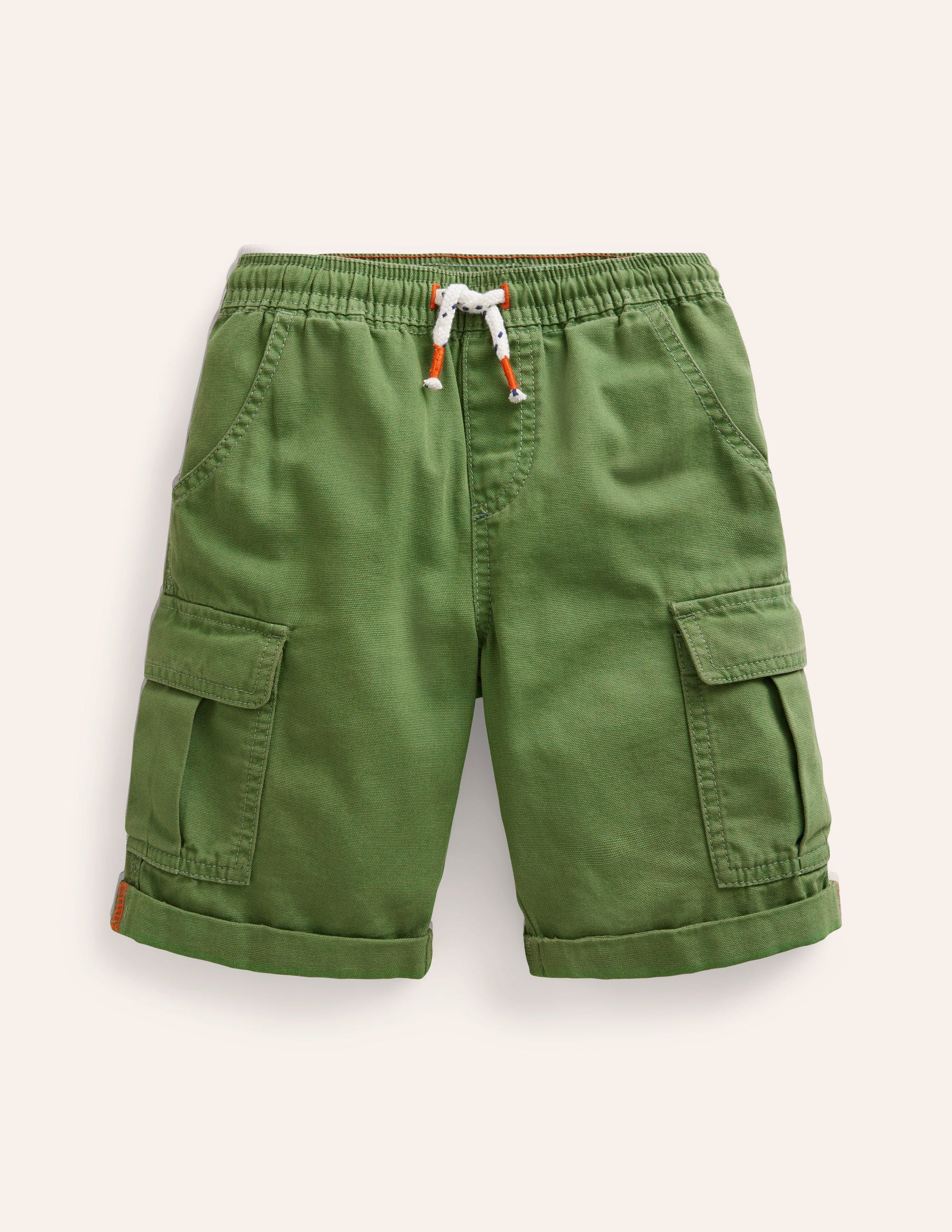 Stückgefärbte Cargoshorts-Safarigrün-1