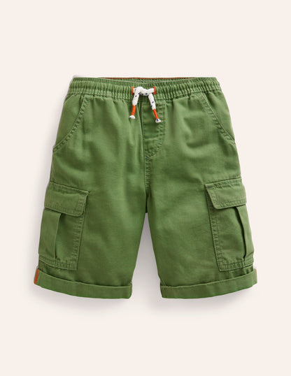 Stückgefärbte Cargoshorts-Safarigrün-1